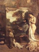 Gustave Courbet, Das Atelier.Ausschnitt:Der Maler